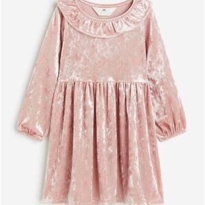 H&M Velvet Kids Dress in Blush Pink